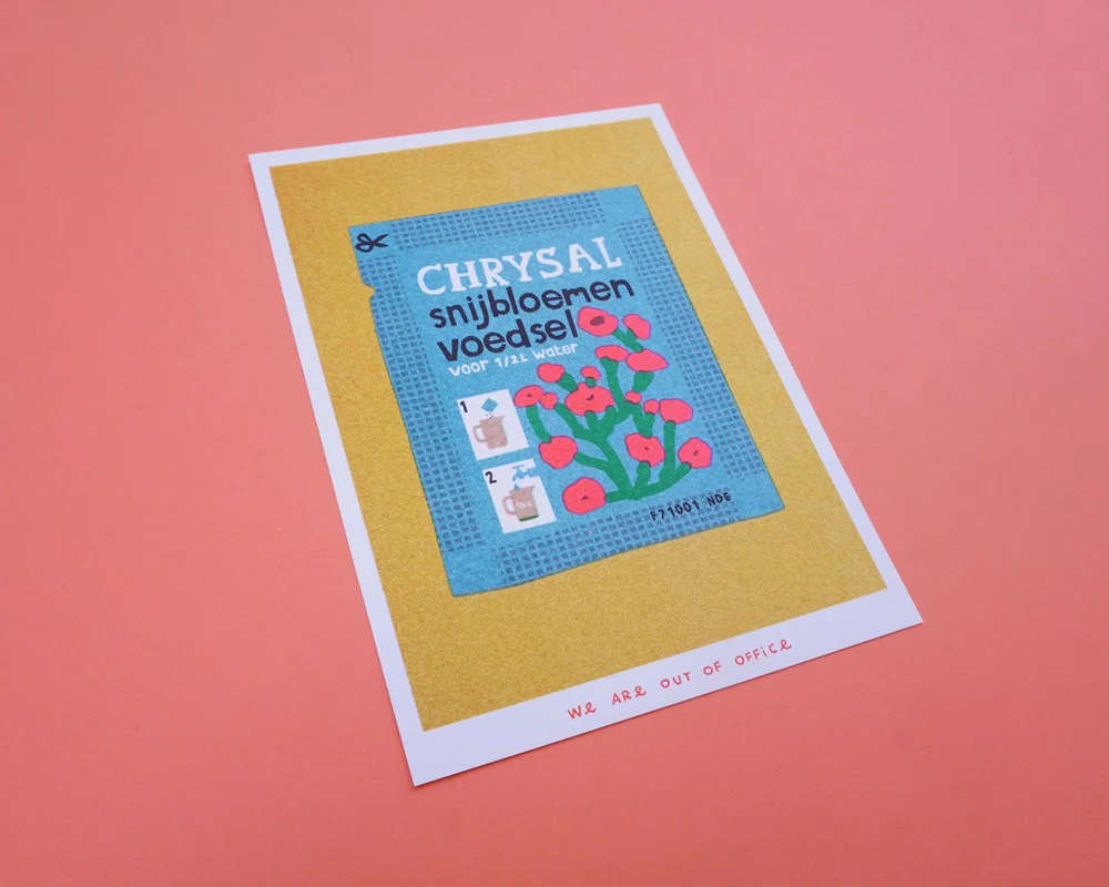 A Sachet of Chrysal Flower Food - Risograph Print (13x18cm)