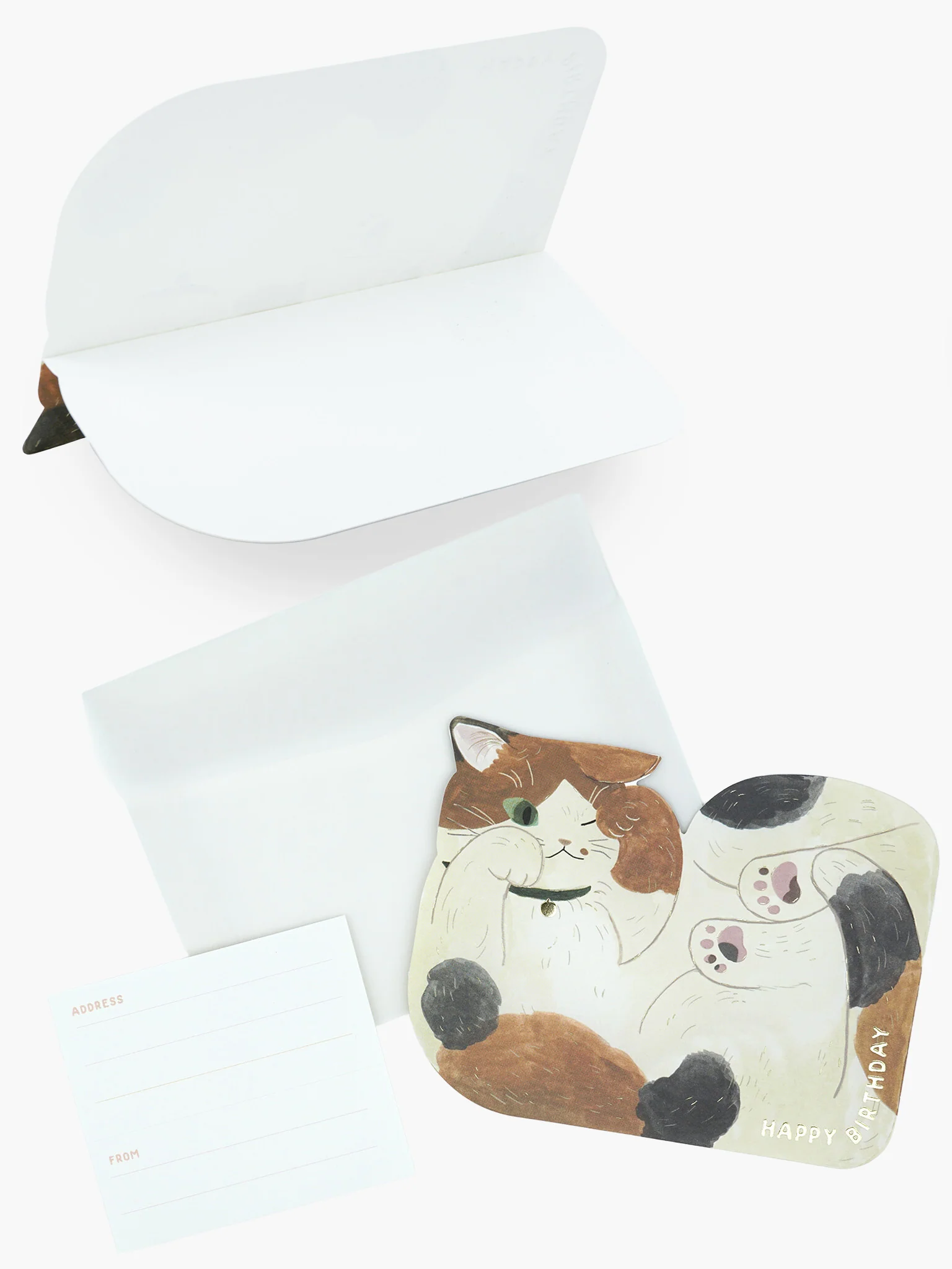 Cuddled Cat Birthday Card - Calico Cat - Image 3