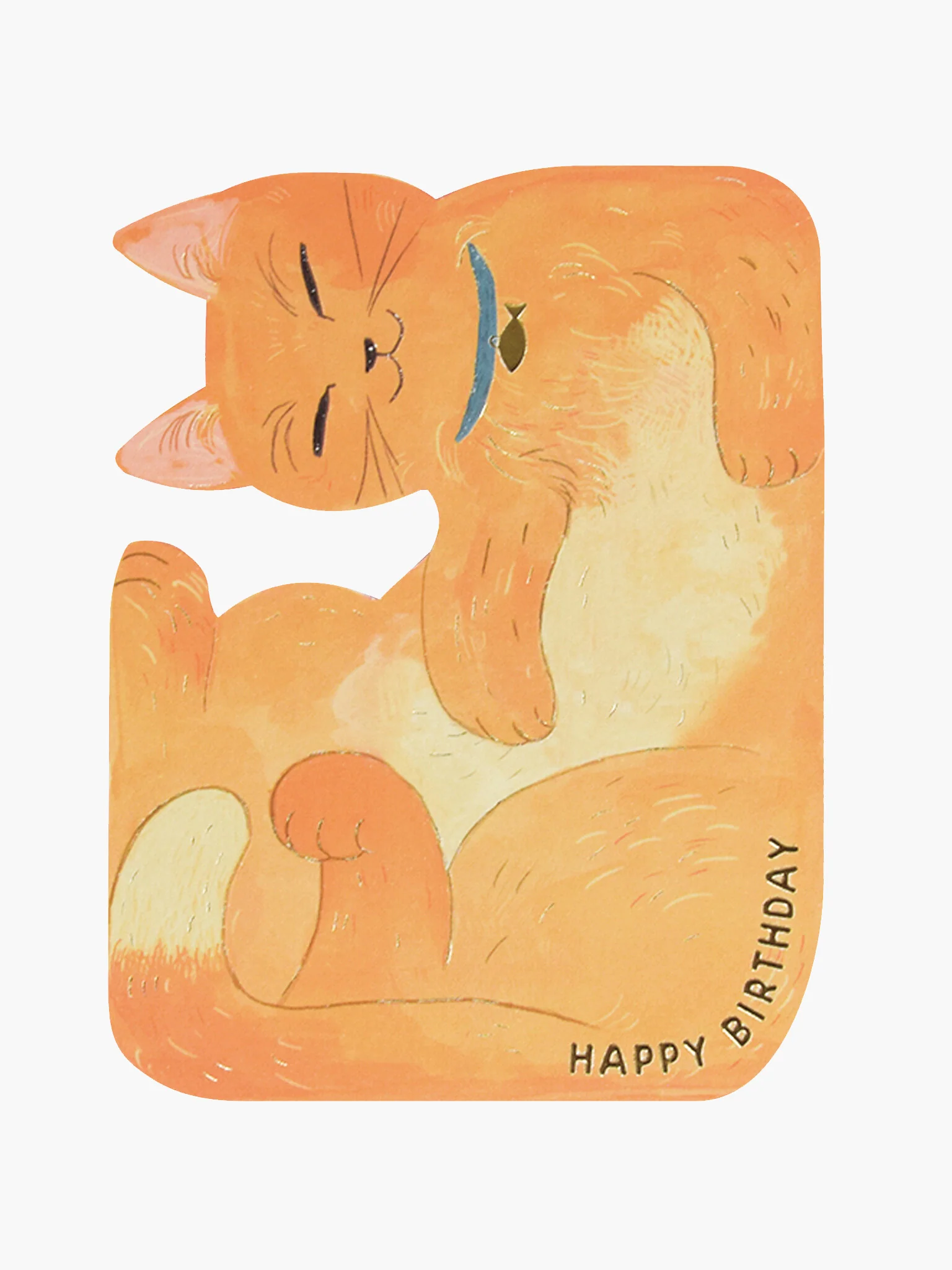 Cuddled Cat Birthday Card - Ginger Cat