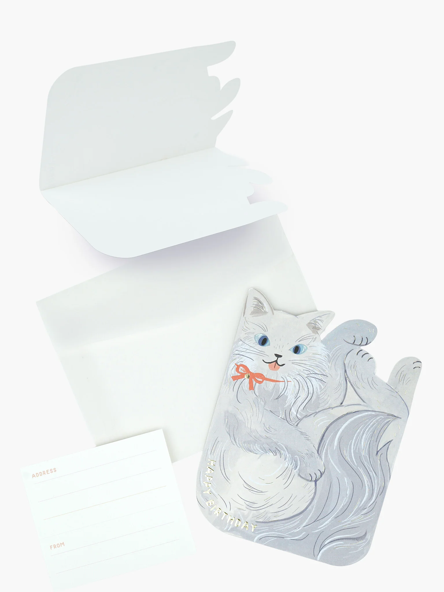 Cuddled Cat Birthday Card - Grey Cat - Image 3
