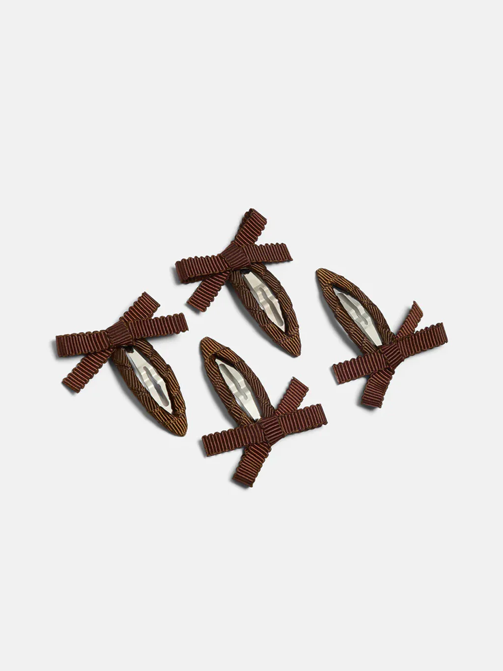 Bow Snap Clips - Chocolate Brown (4pk) - Image 3