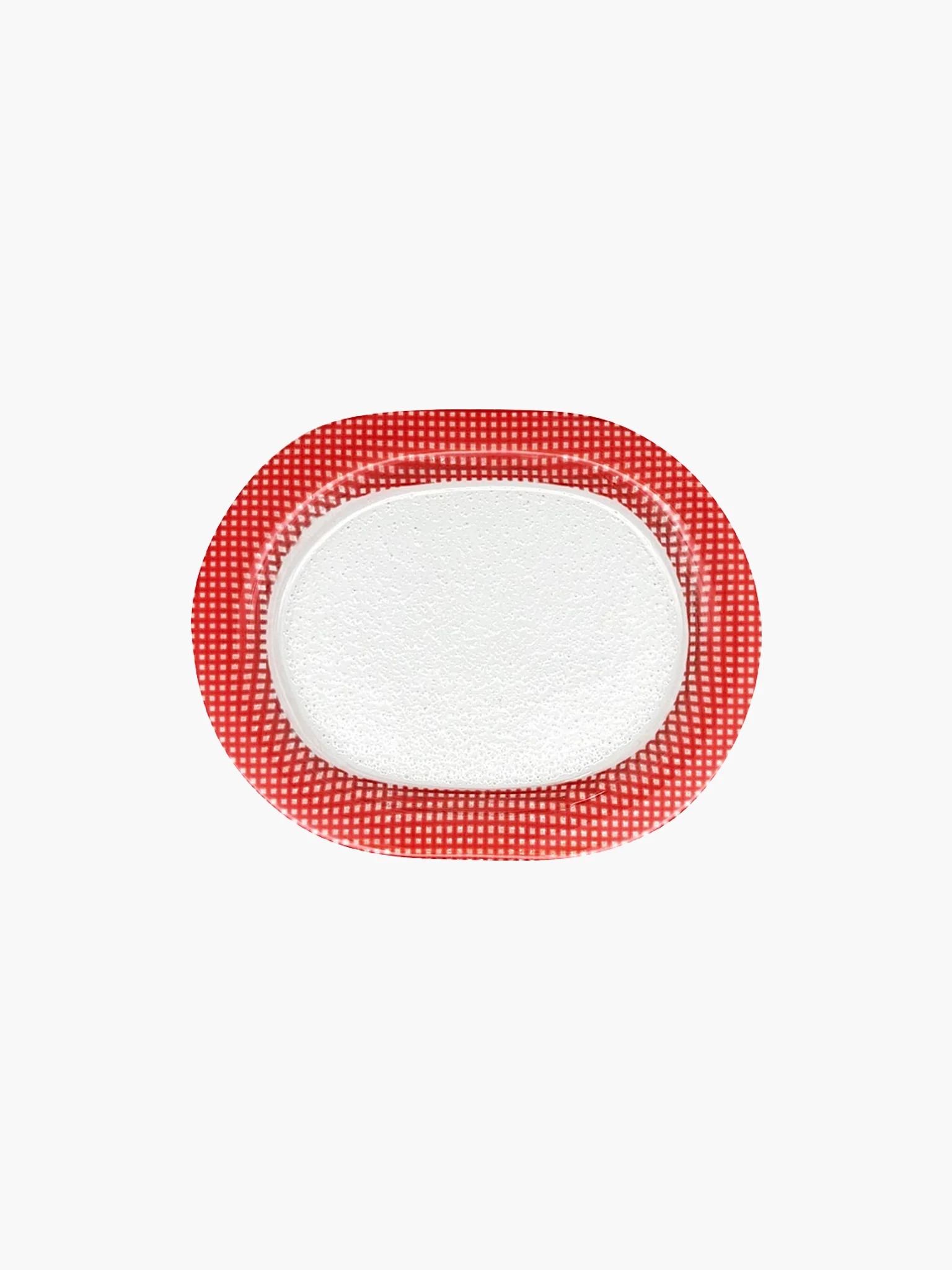 Checky Oval Plate Small (17cm) - Red