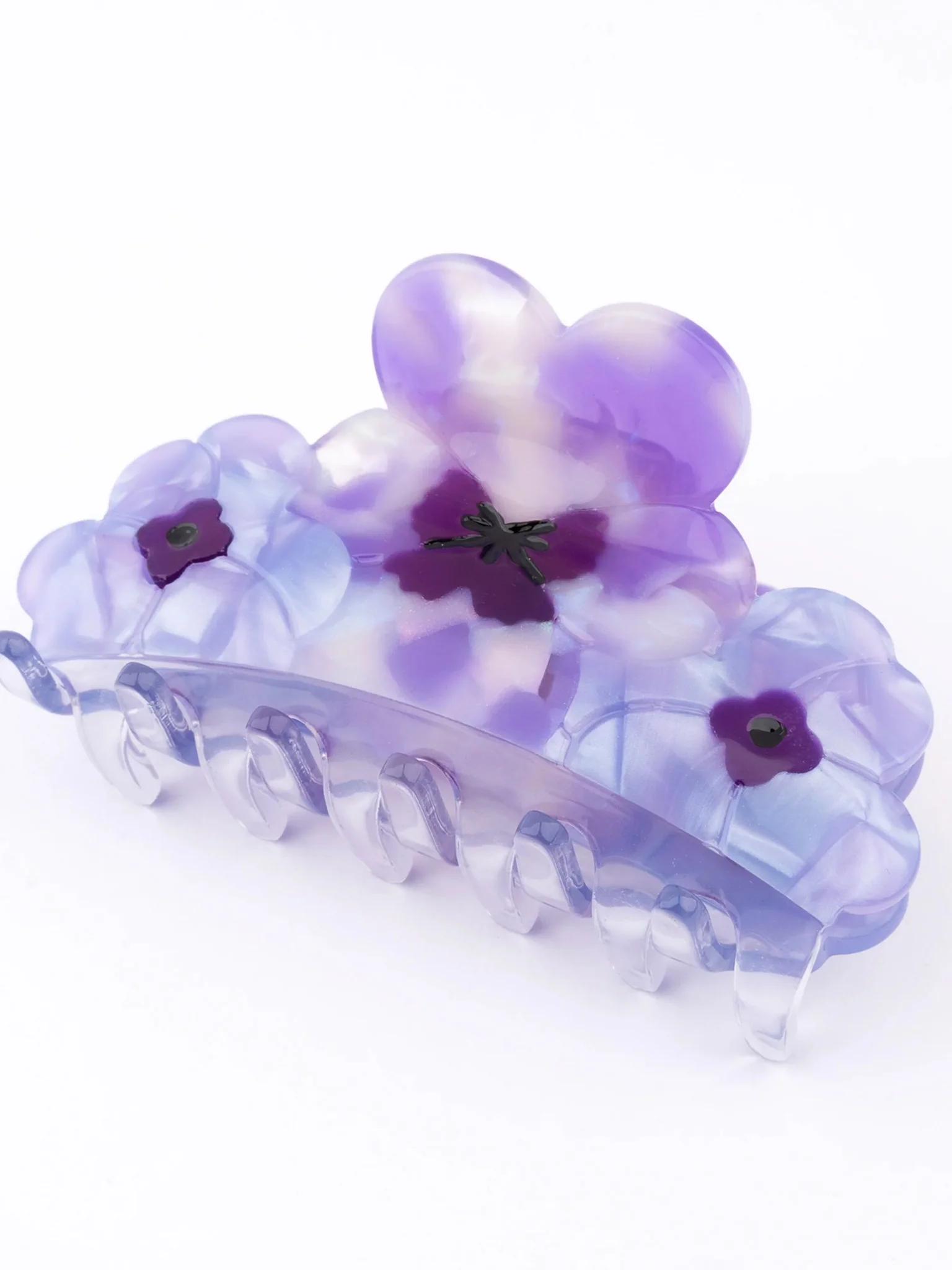 Three Pansies Hair Claw - Purple (3 Pansy) - Image 3