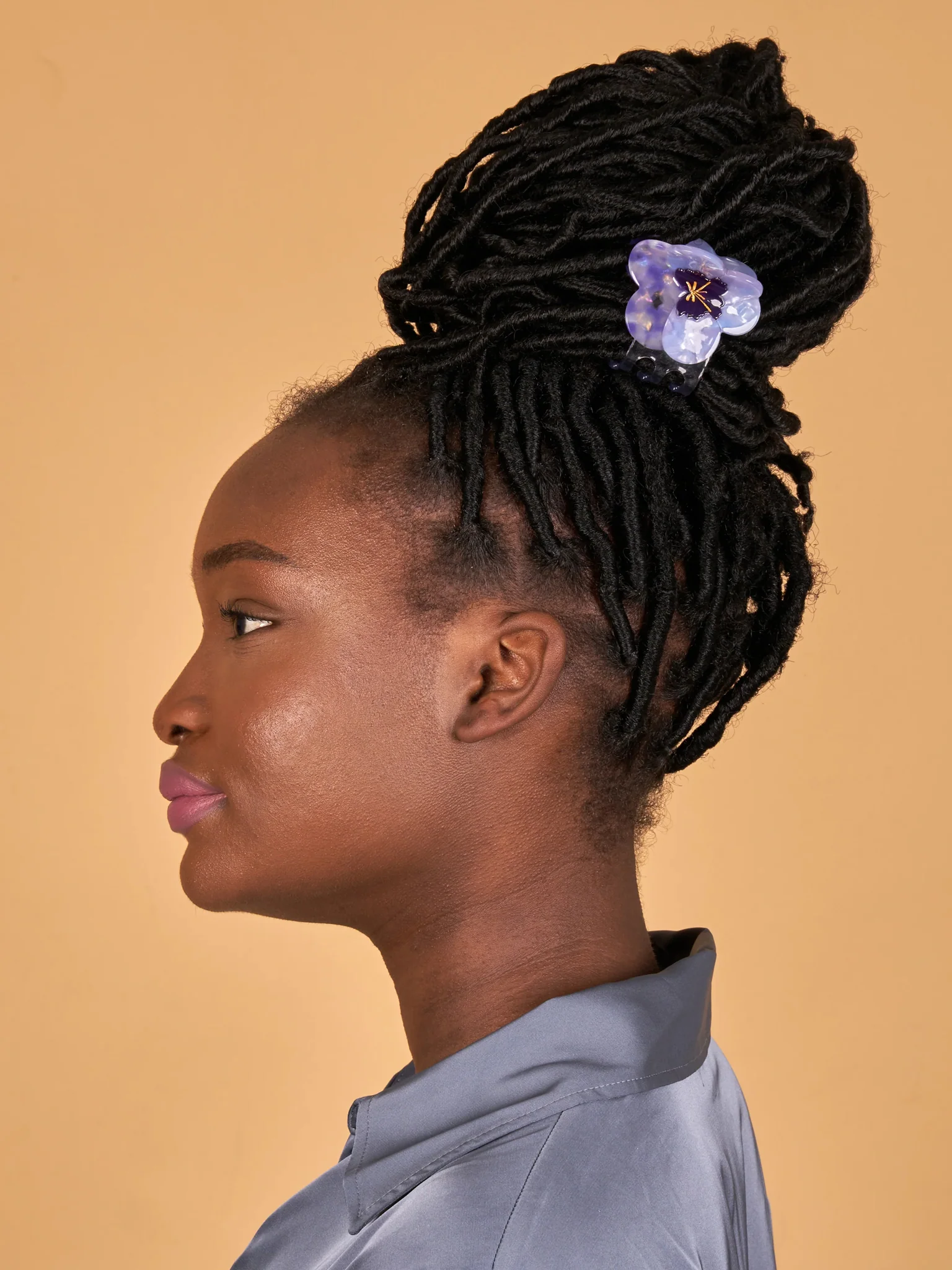 Purple Pansy Hair Claw (Single Pansy) - Image 2