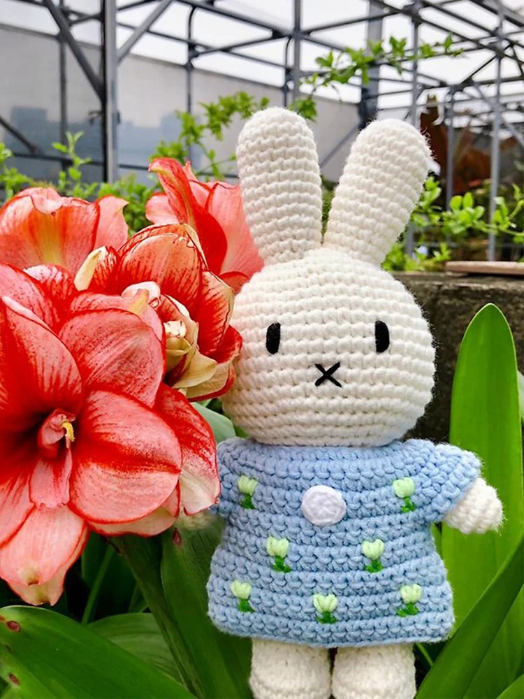Crochet Miffy Doll - Pastel Blue Tulip Dress - Image 2