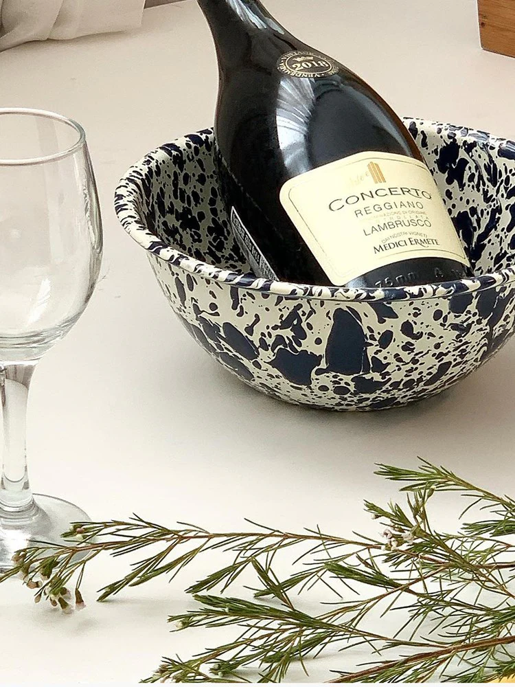 Splatter Cereal Bowl (16cm) - Navy and Cream - Image 2