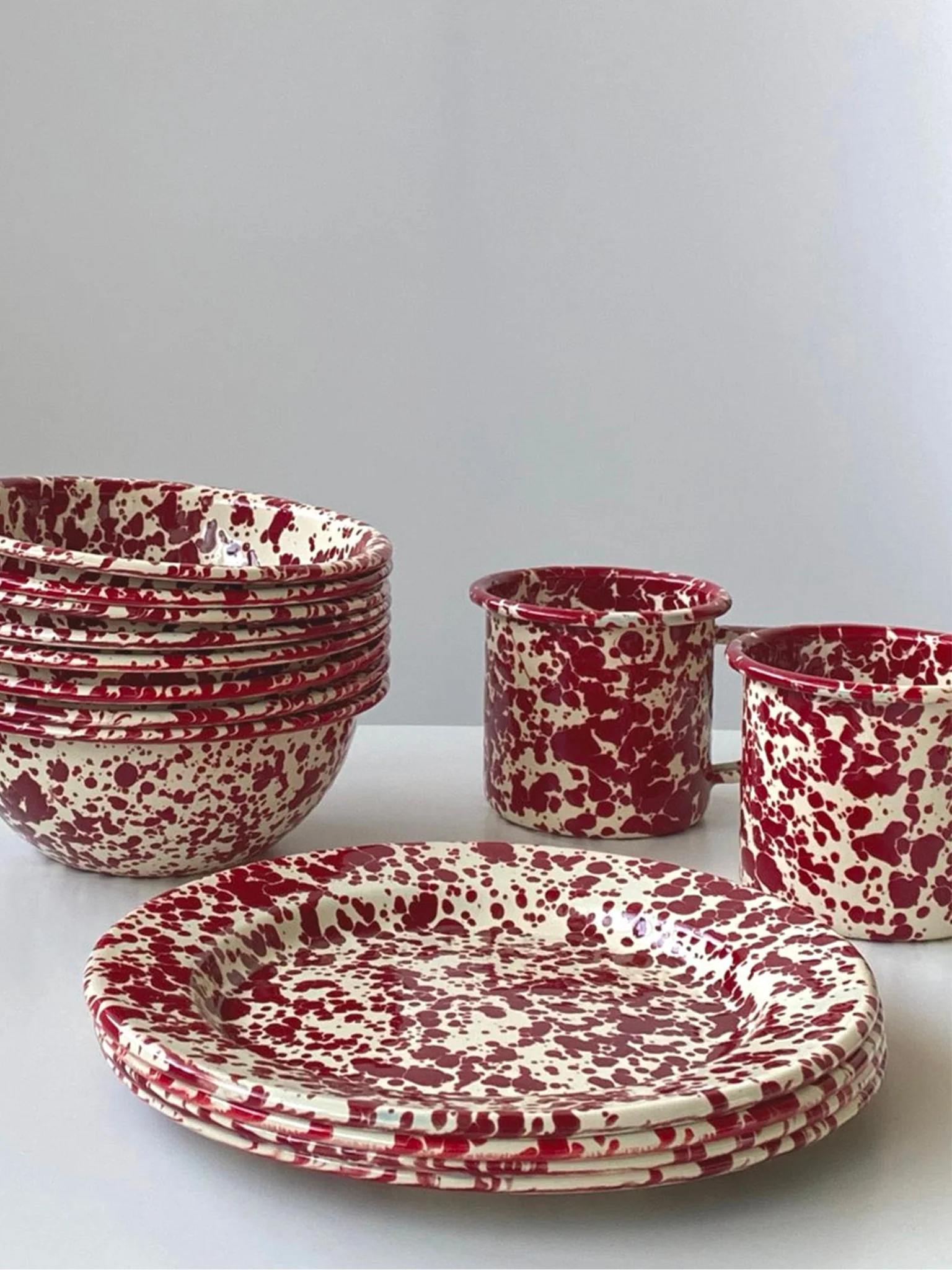 Splatter Dinner Plate (26.5cm) - Burgundy & Cream - Image 2