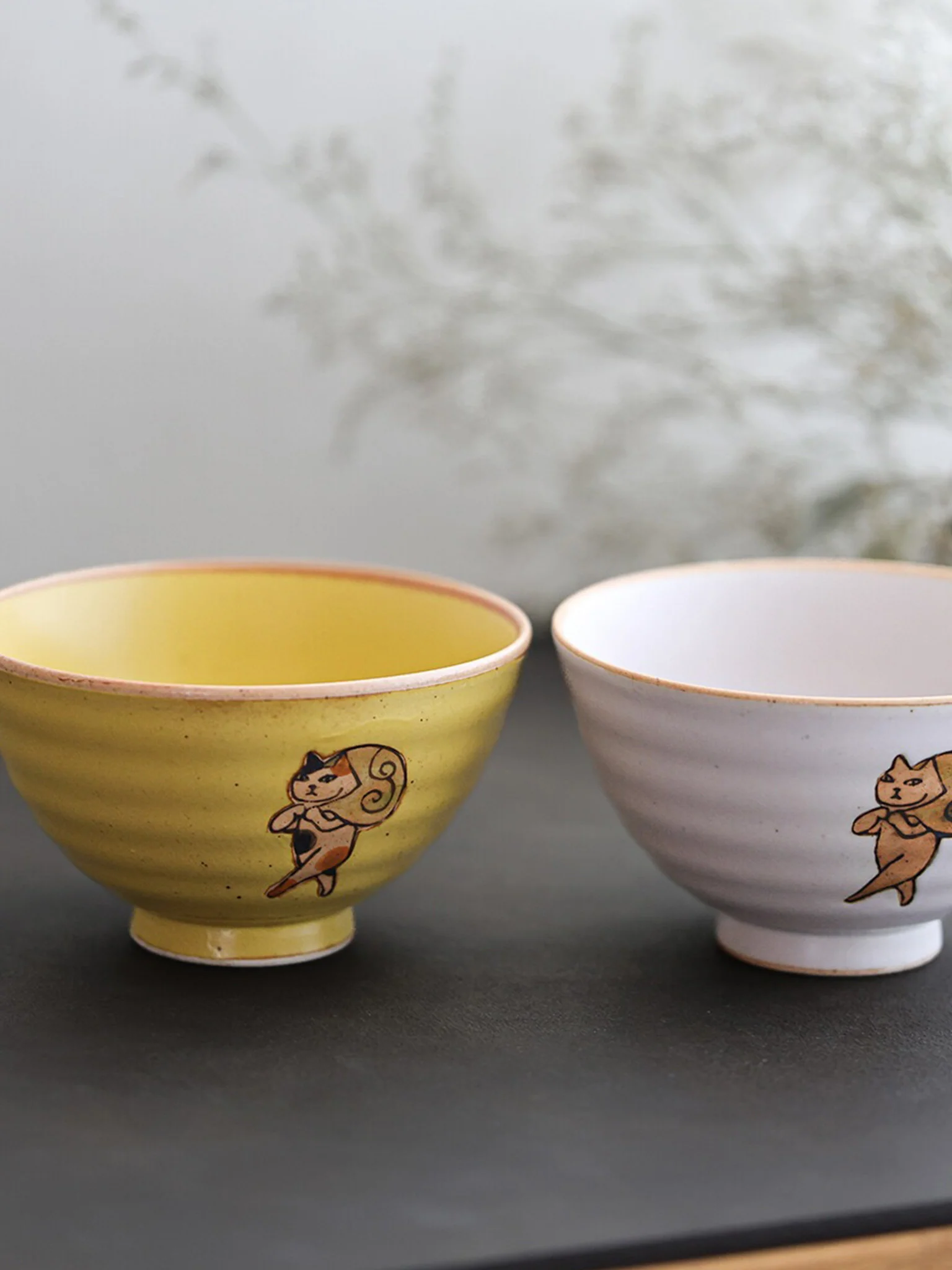 Dorobo Neko Bowl - Yellow - Image 2