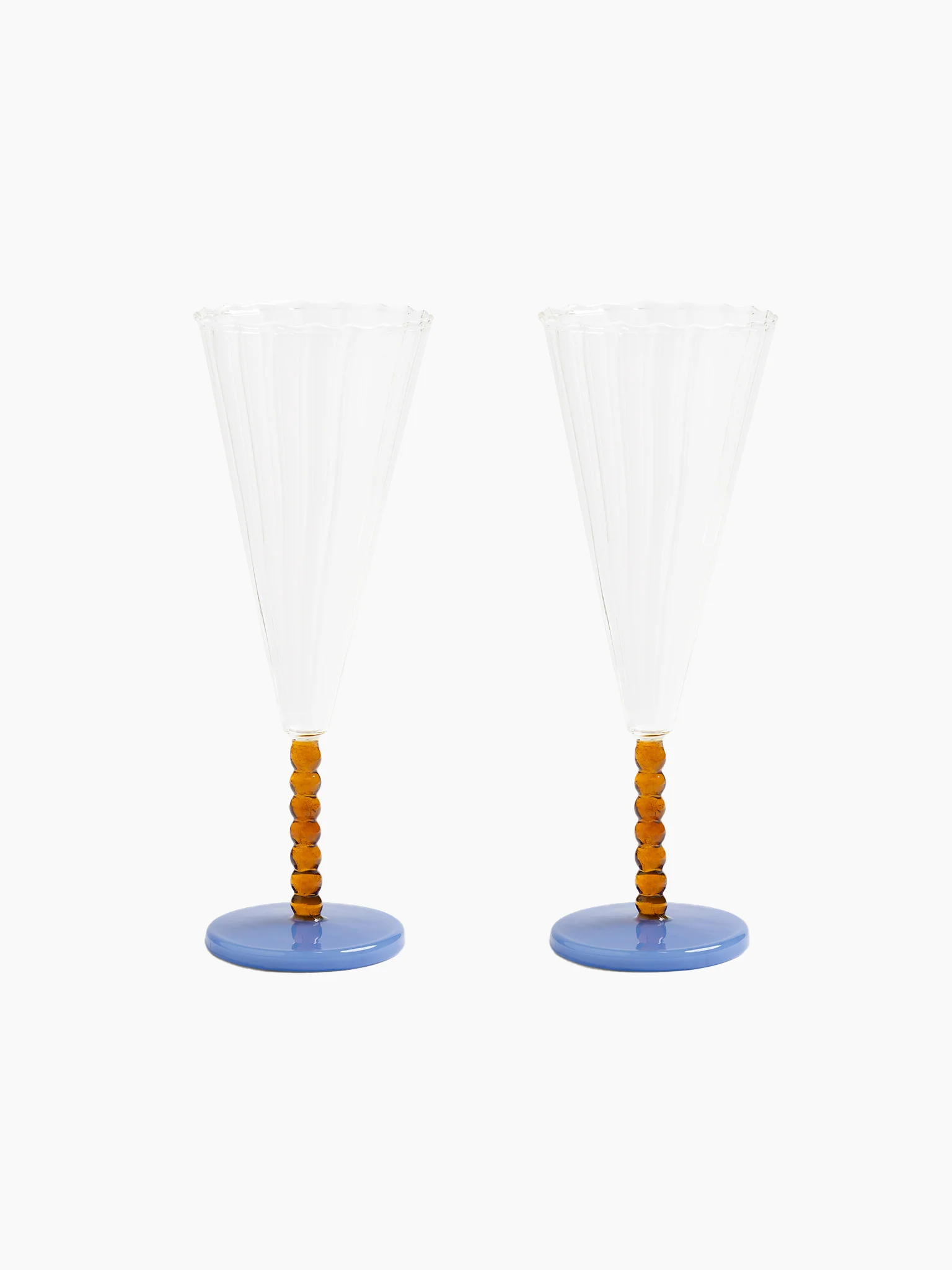 Flute Perle (Set of 2) - Amber