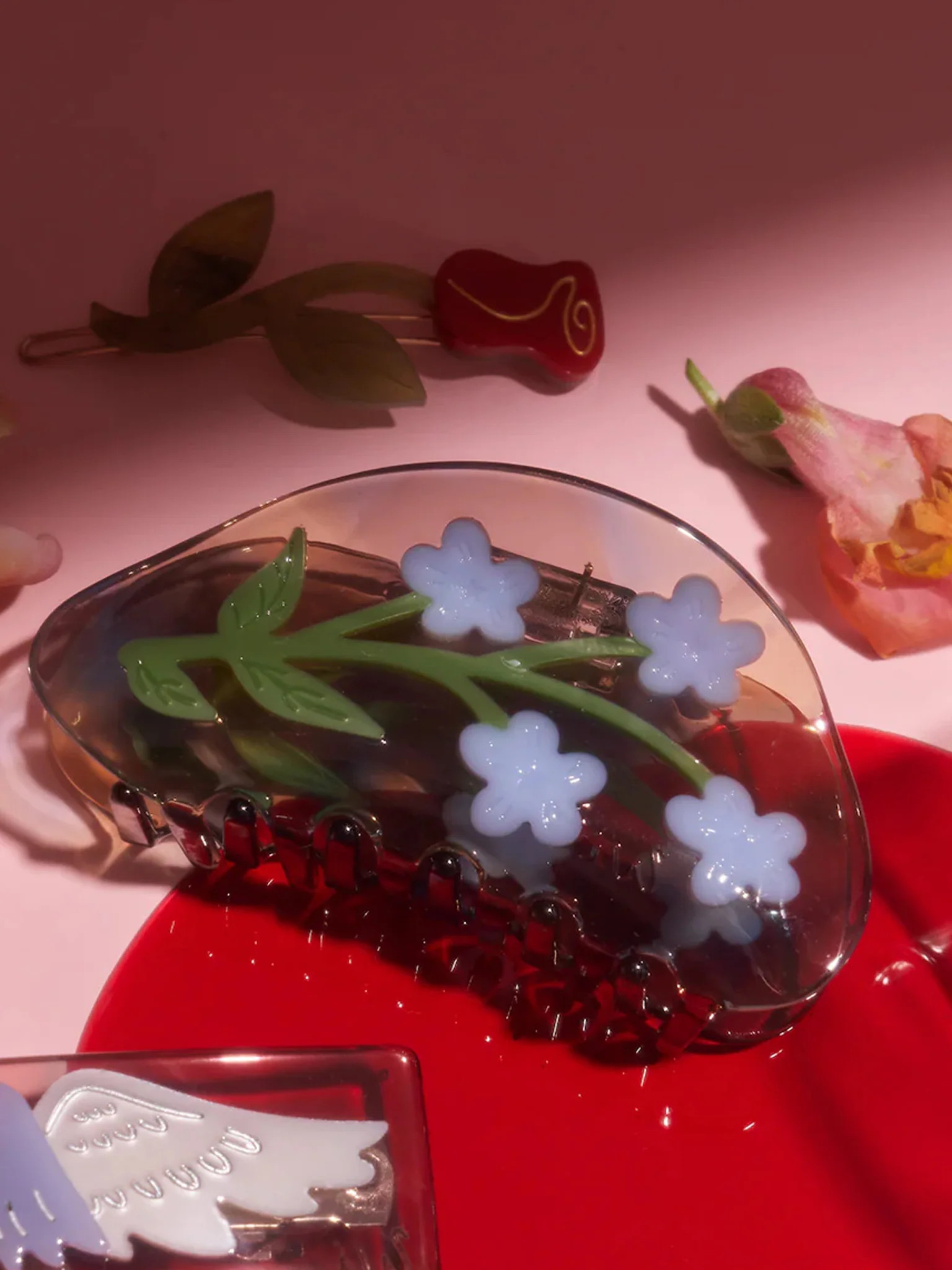 Forget-Me-Not Light Blue Flower Acetate Hair Claw - Image 2