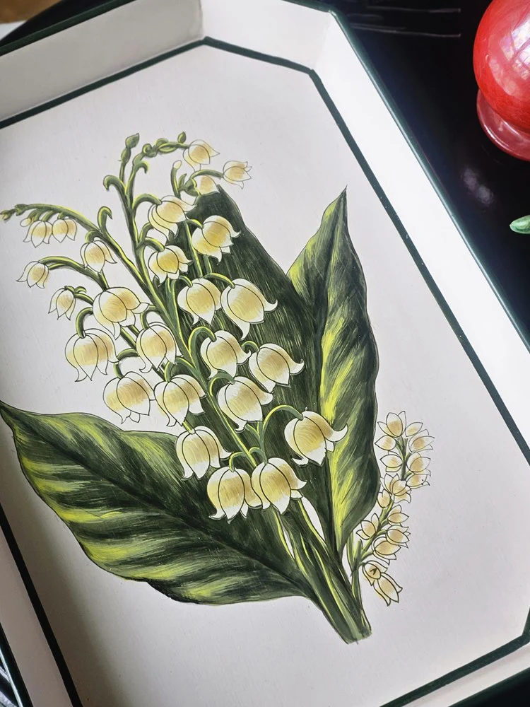 Hand-painted Iron Tray - Lily of the Valley - Image 2