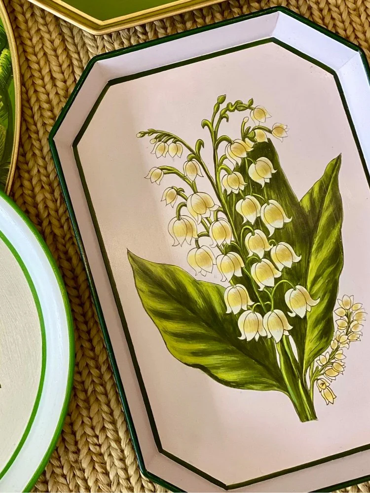 Hand-painted Iron Tray - Lily of the Valley - Image 3