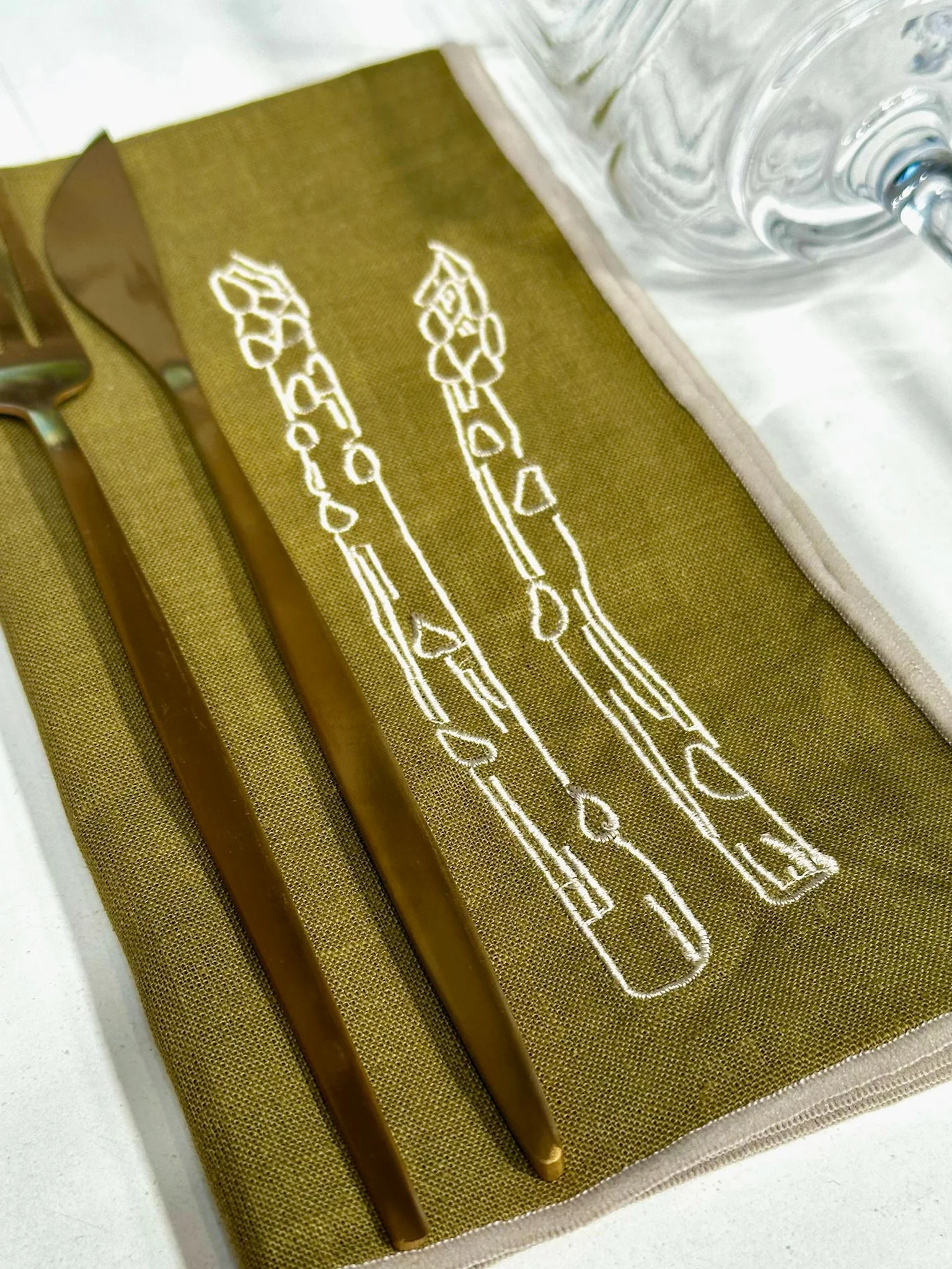 Linen Blend Napkins - Asparagus (Set of 2) - Image 3