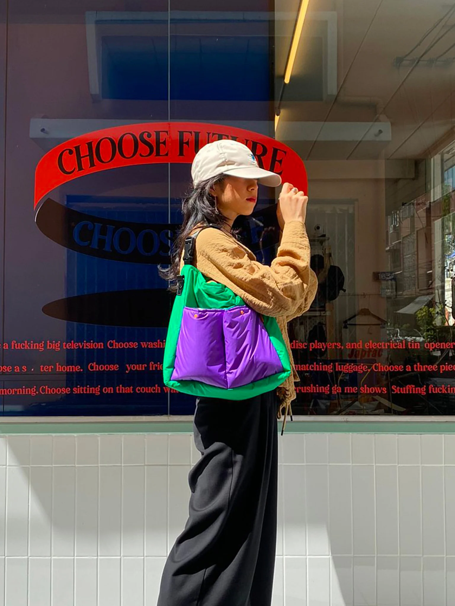 Lively Tote Bag - Green & Purple - Image 3