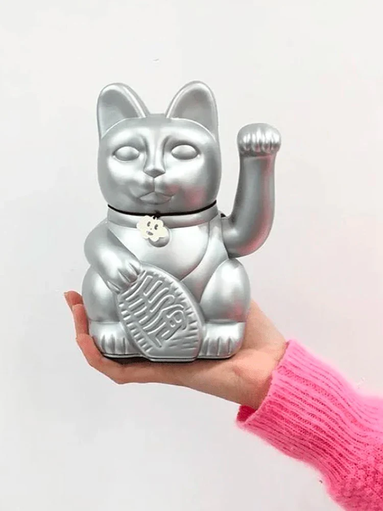 Lucky Cat Maneki-neko - Silver - Image 2