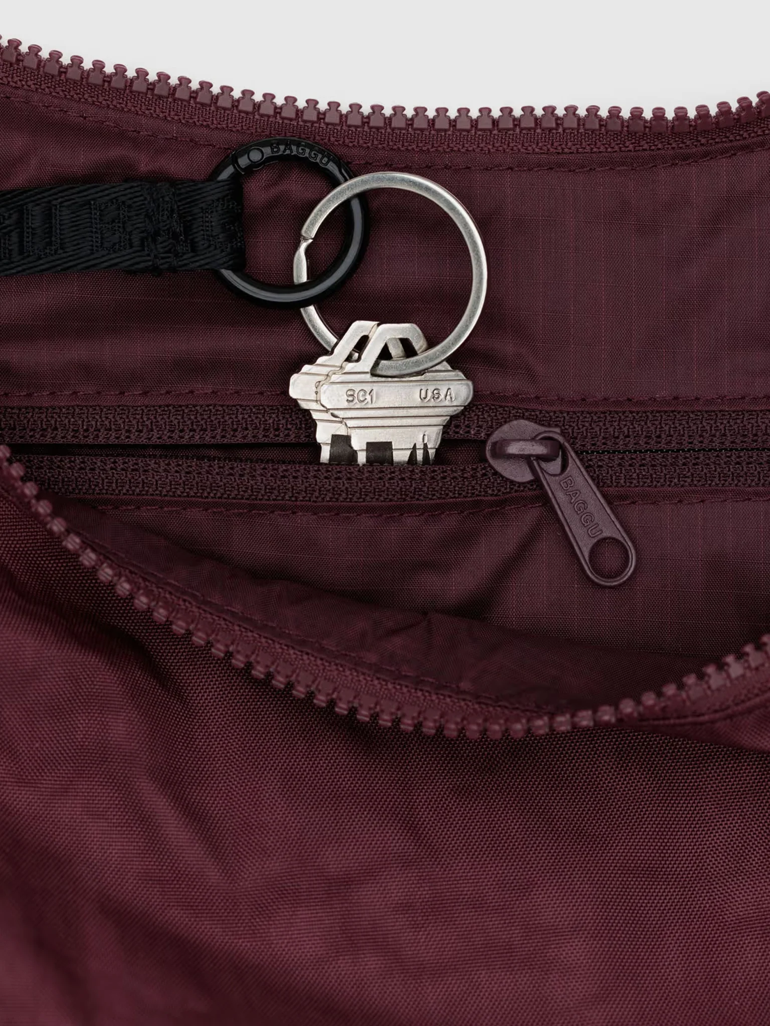 Medium Nylon Crescent Bag - Mahogany - Image 3