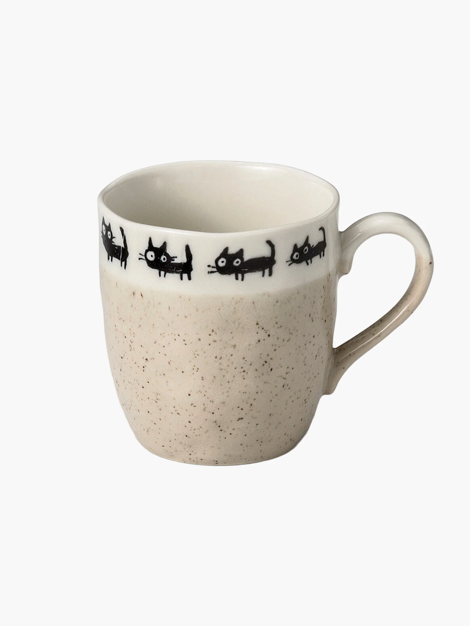 Minoware Beige Black Cat Mug