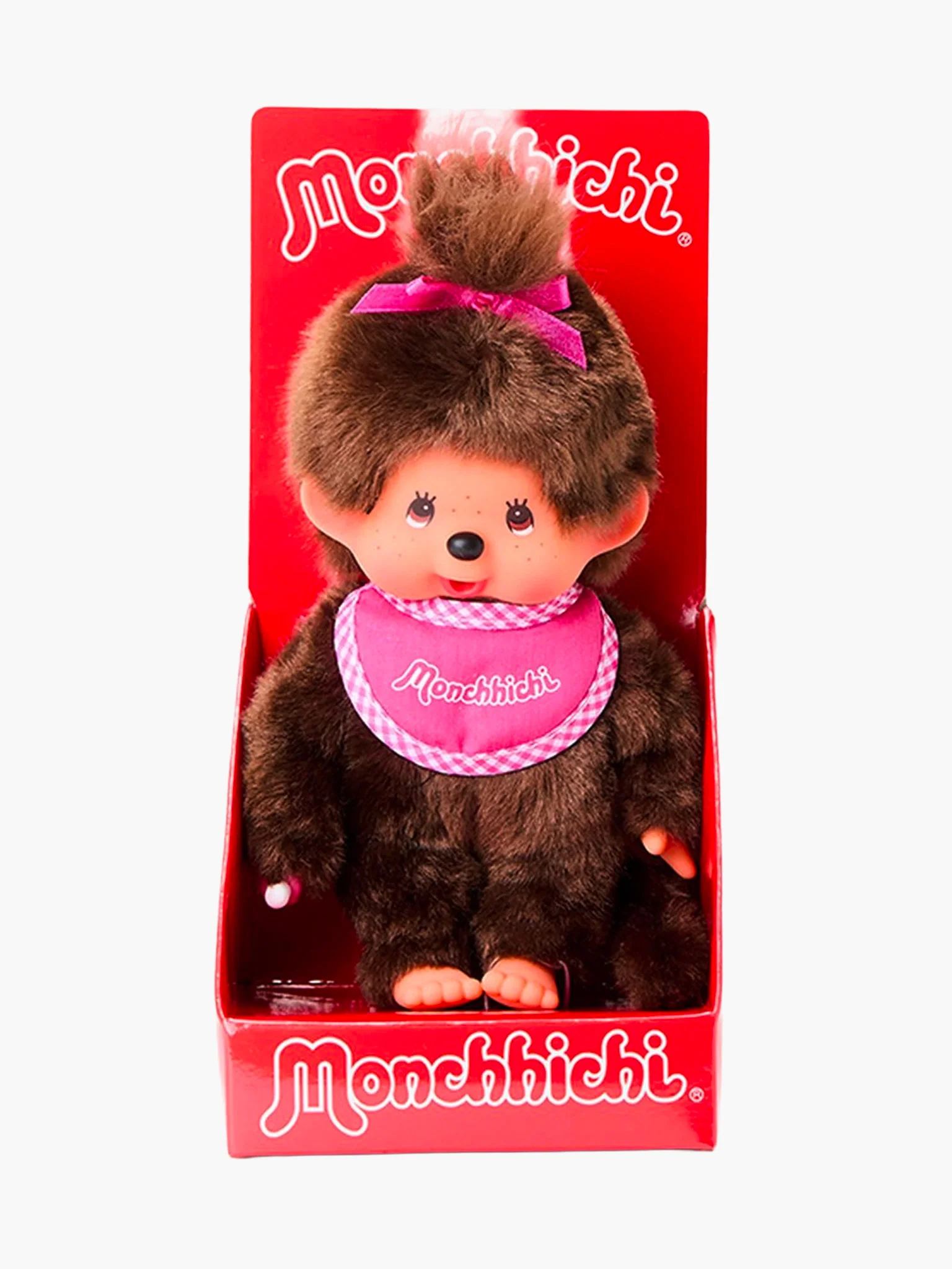 Monchhichi Girl - Pink Bib Ponytail