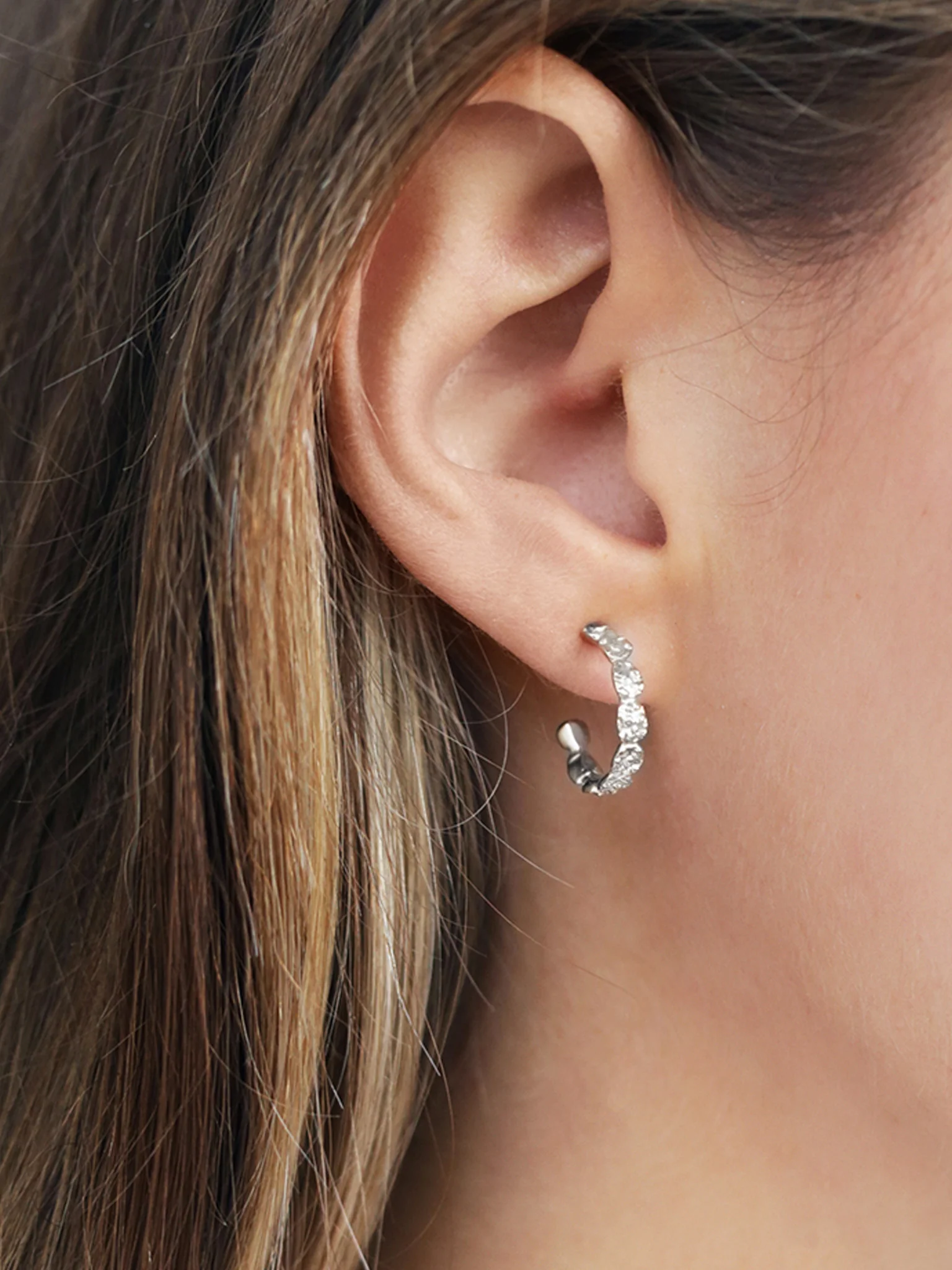 Pebble Hoops - Silver - Image 5