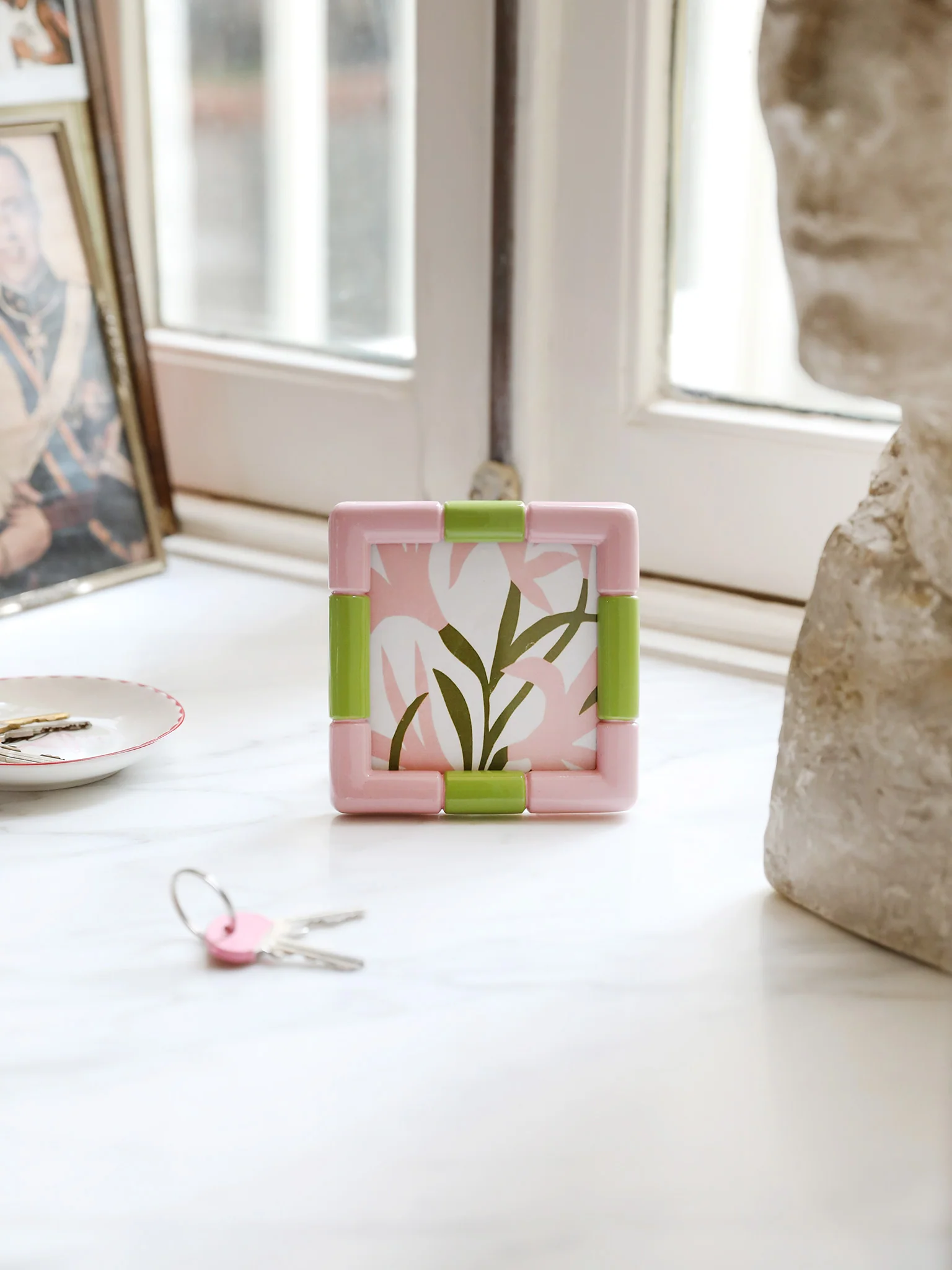 Rift Small Photo Frame - Pink/Green (10x10cm) - Image 2