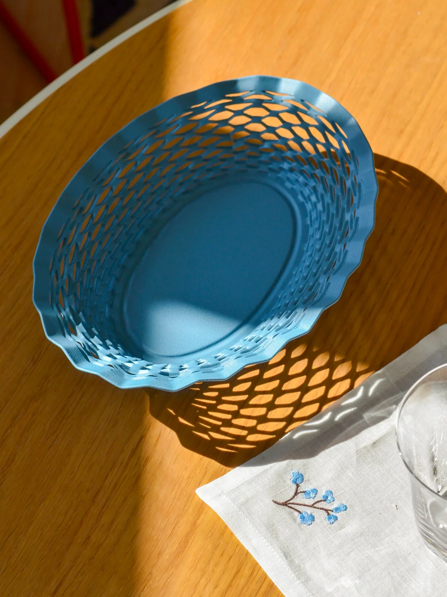 Stainless Steel Bread & Food Basket -  Pastel Blue - Image 2
