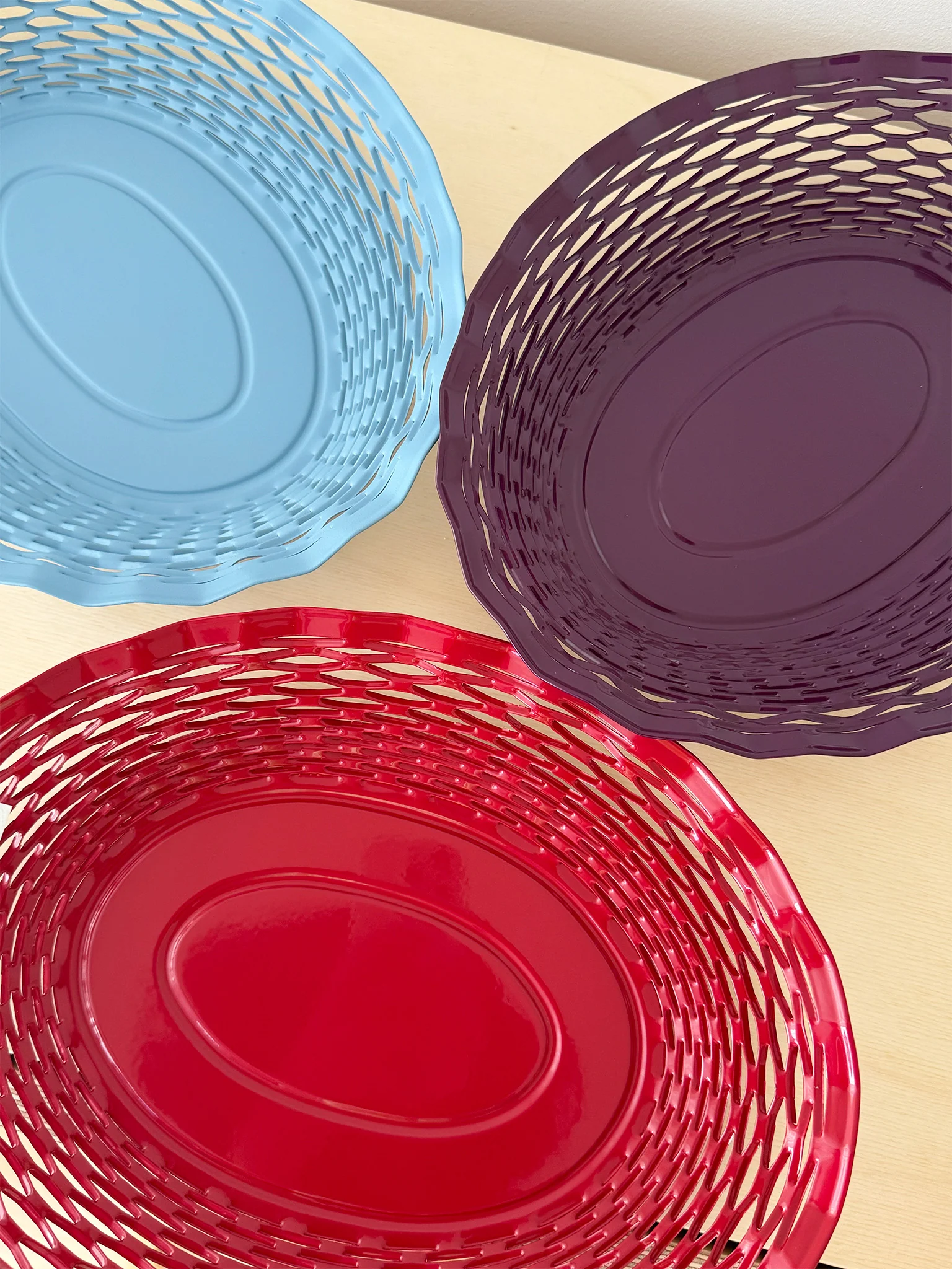 Stainless Steel Bread & Food Basket -  Shiny Red - Image 2