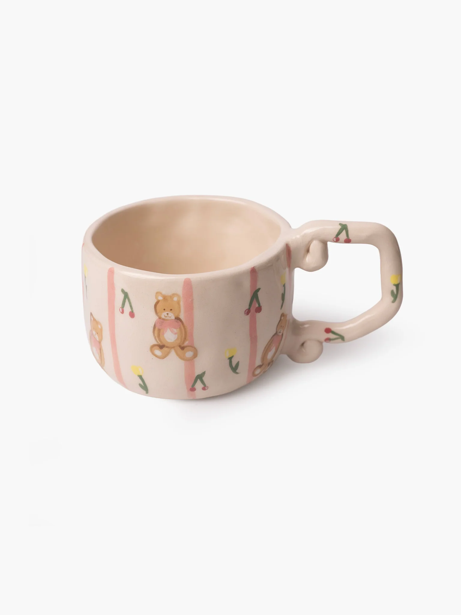 Teddy Bear Pink Stripe Mug - Image 2