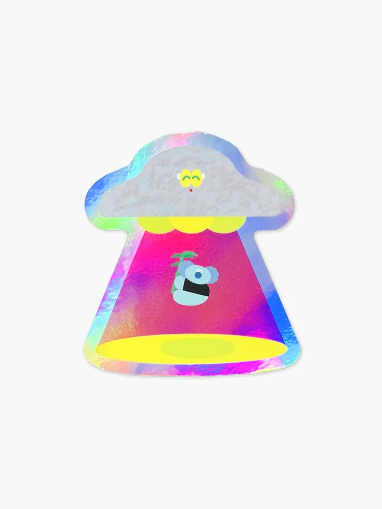 UFO Koala Abduction Holographic Sticker
