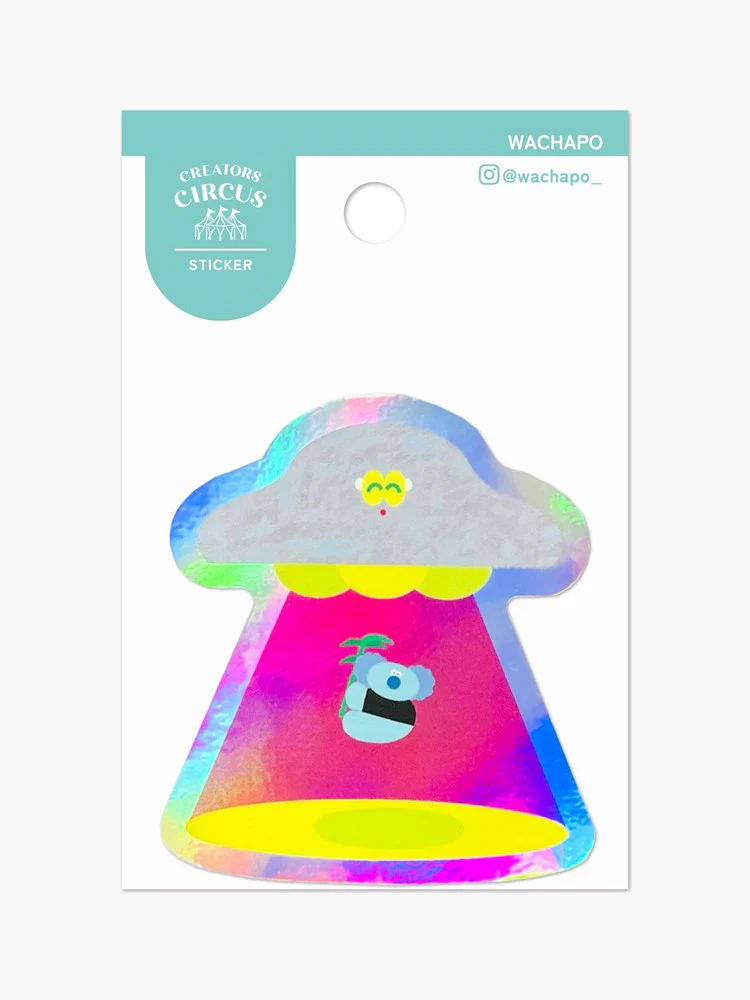 UFO Koala Abduction Holographic Sticker - Image 2